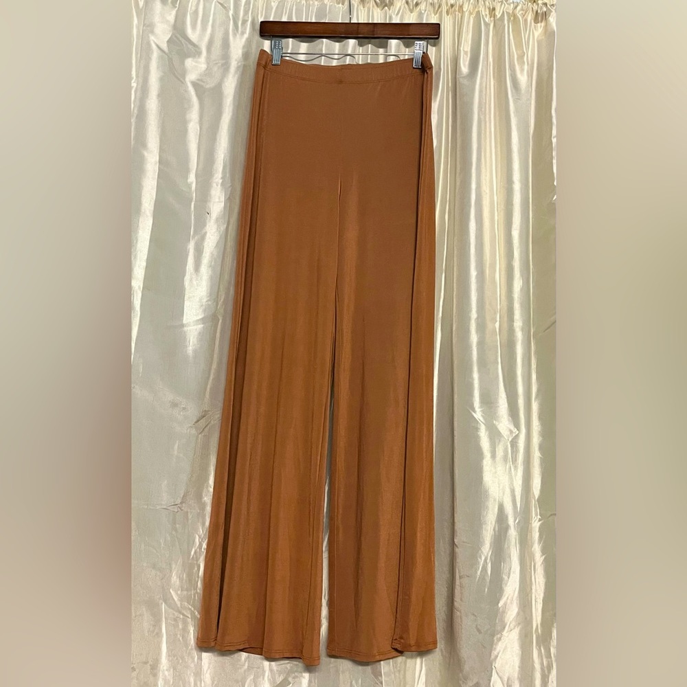 Fashion Nova Gold Satin Wide Leg Pants